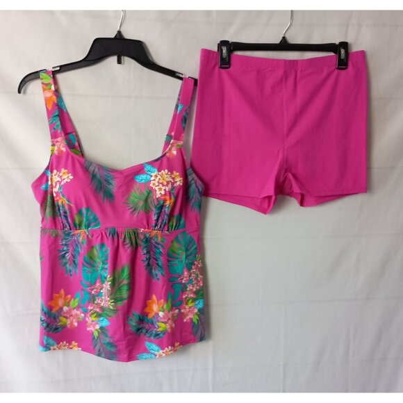 Kim Gravel x Swimsuits for All Tankini & Swim Short Set Pink Floral Size 14 NWT - Picture 2 of 11